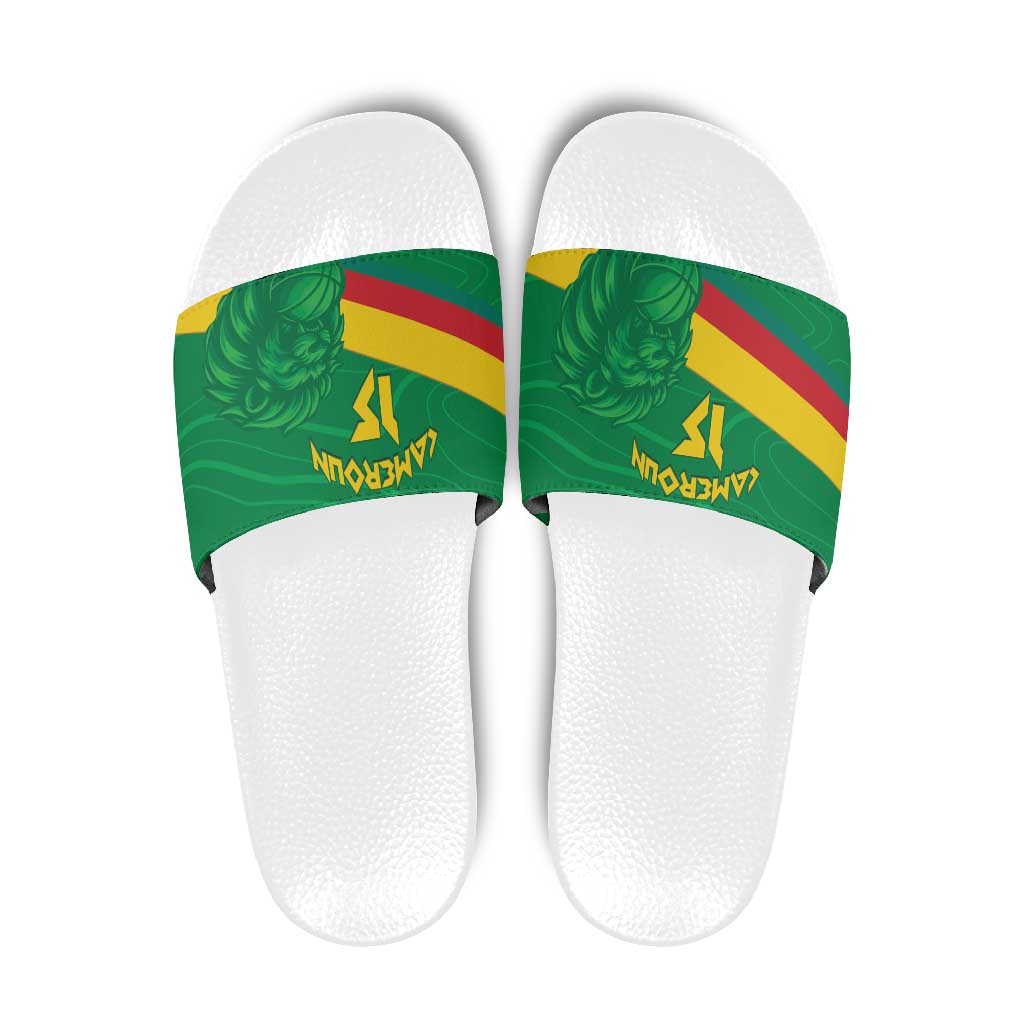Custom Cameroon Basketball Slide Sandals Go Champions Indomitable Lions LT15