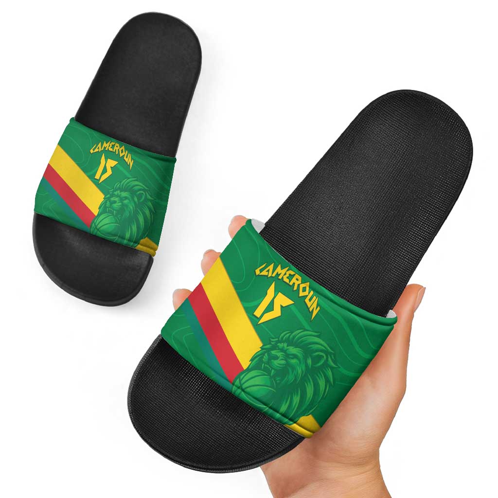 Custom Cameroon Basketball Slide Sandals Go Champions Indomitable Lions LT15
