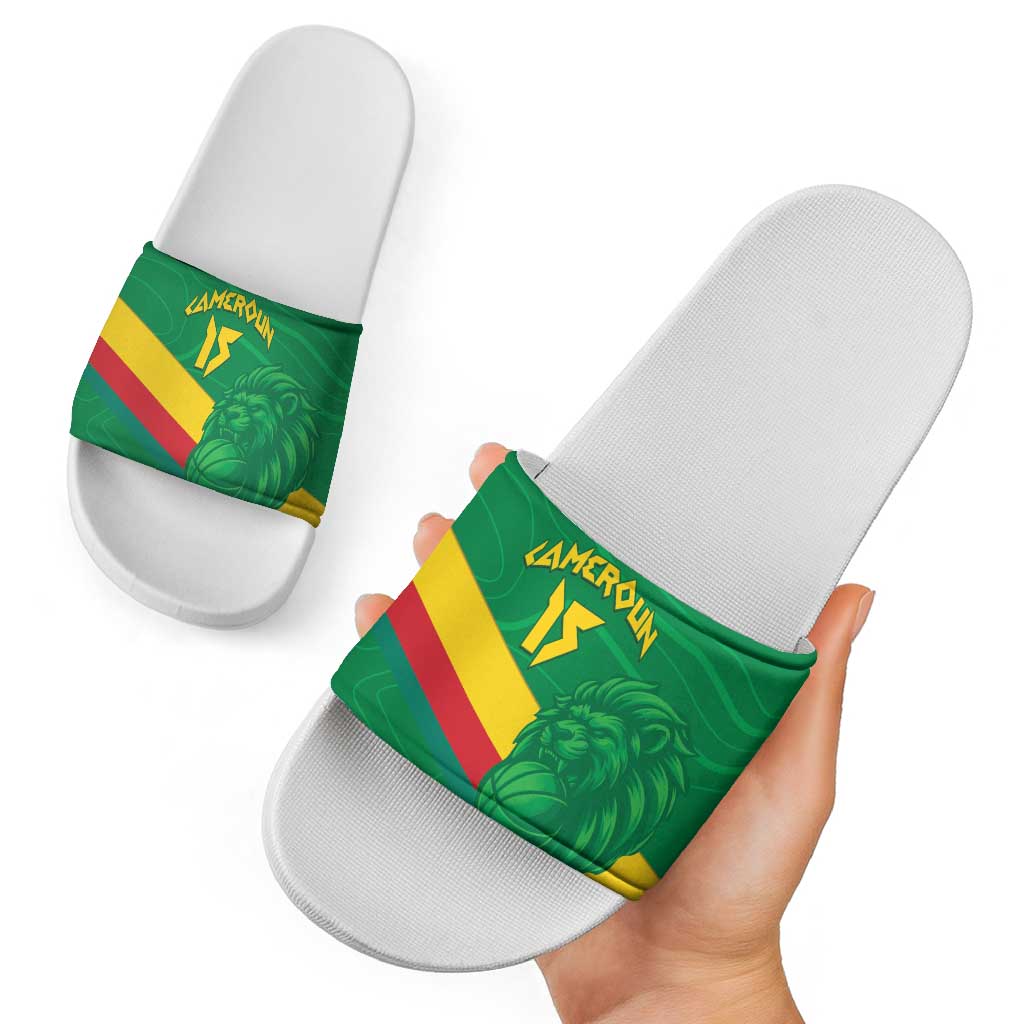 Custom Cameroon Basketball Slide Sandals Go Champions Indomitable Lions LT15
