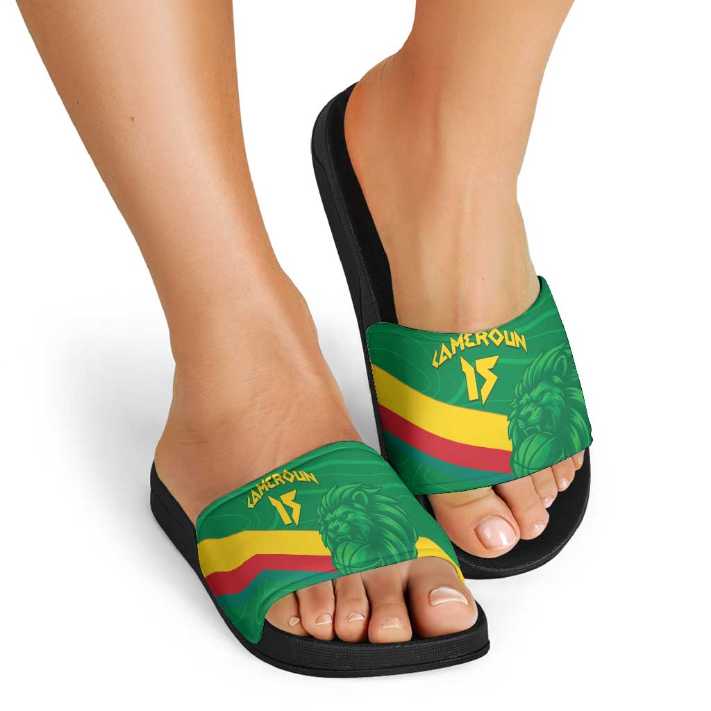 Custom Cameroon Basketball Slide Sandals Go Champions Indomitable Lions LT15