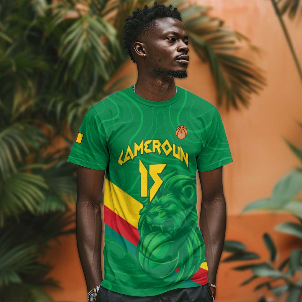 Custom Cameroon Basketball T shirt Go Indomitable Lions LT15