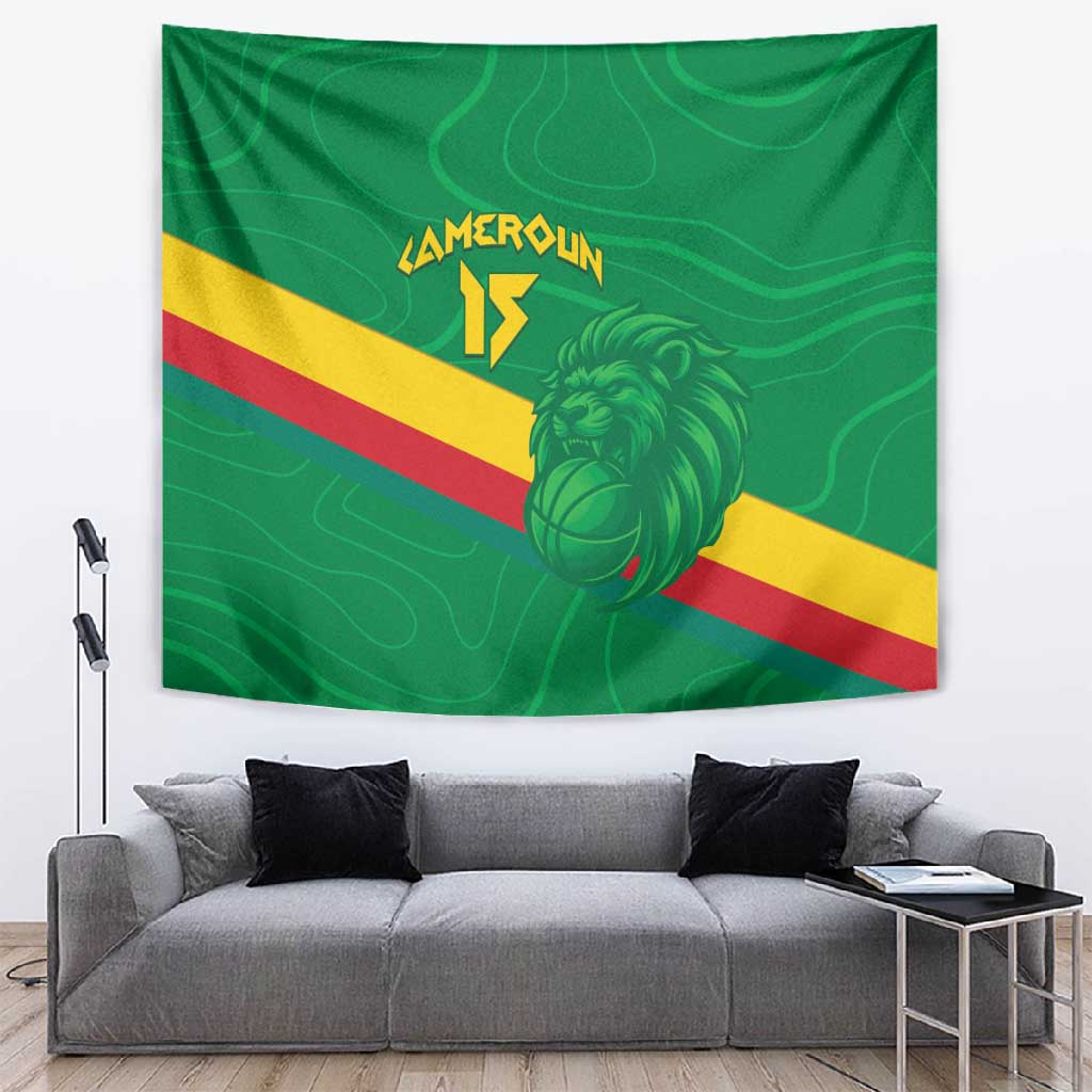 Custom Cameroon Basketball Tapestry Go Indomitable Lions LT15