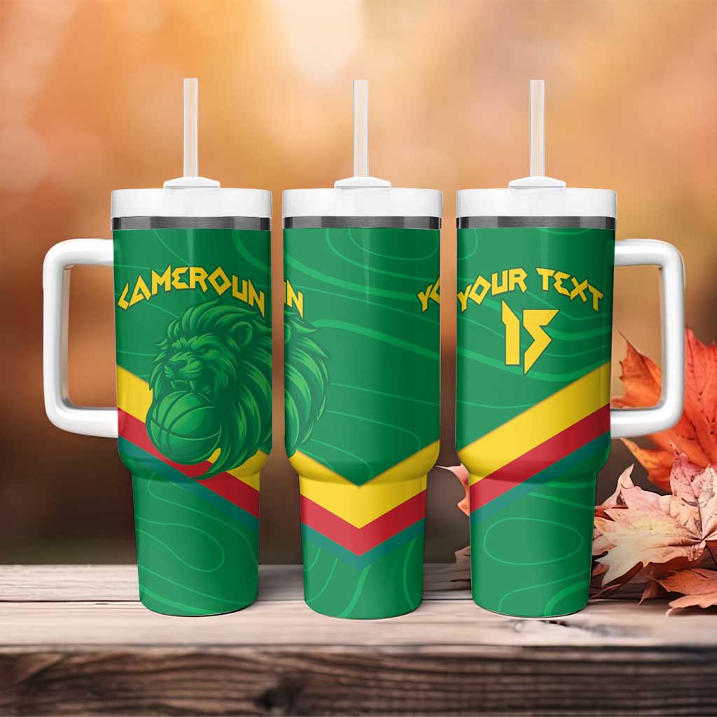 Custom Cameroon Basketball Tumbler With Handle Go Indomitable Lions LT15