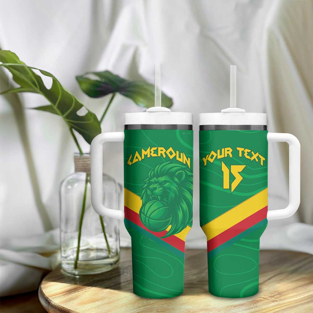 Custom Cameroon Basketball Tumbler With Handle Go Indomitable Lions LT15