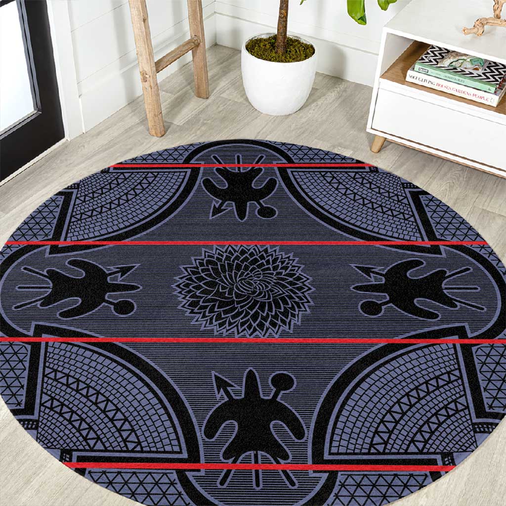 Basotho Blanket Round Carpet Lesotho Seanamarena Heritage - Serenity LT15