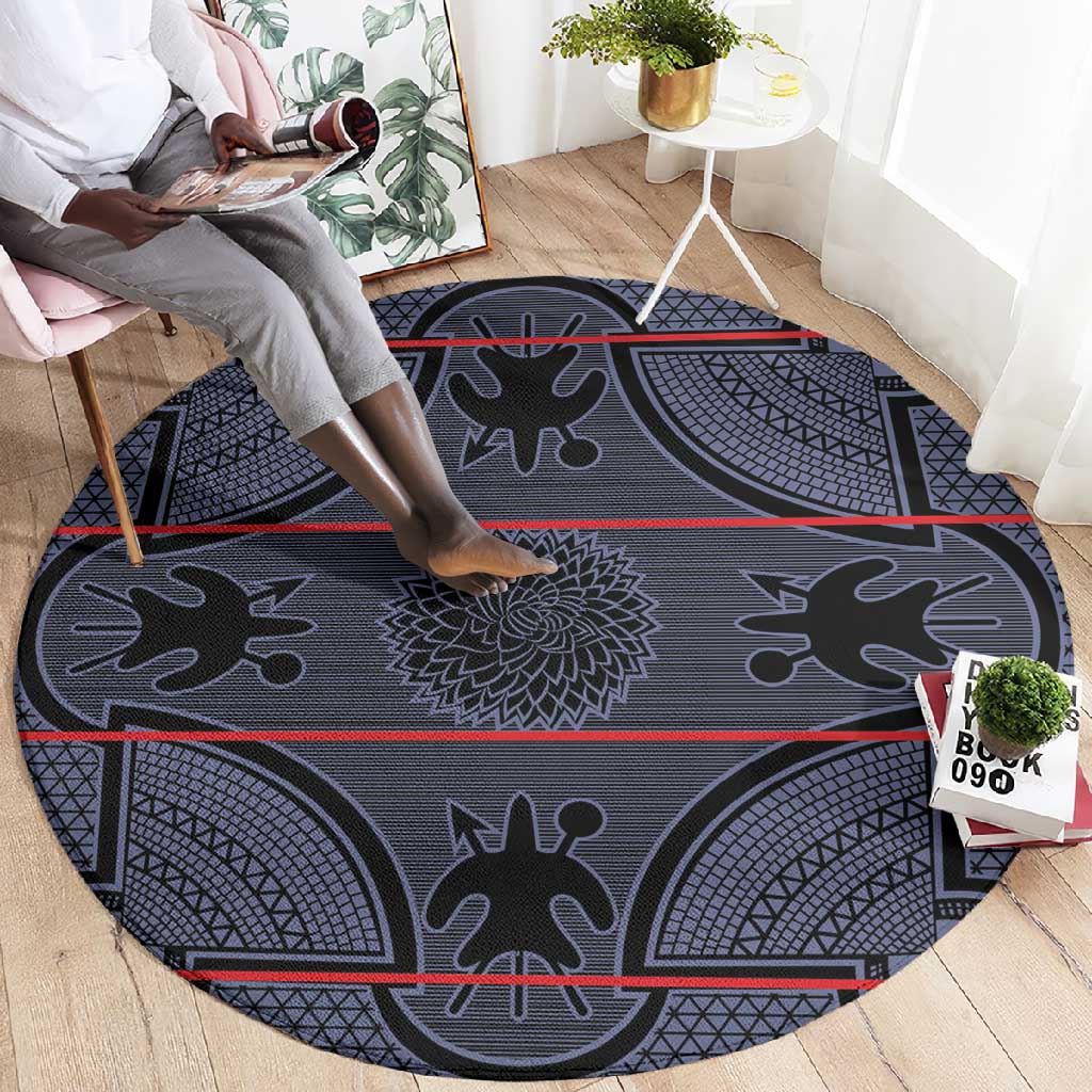 Basotho Blanket Round Carpet Lesotho Seanamarena Heritage - Serenity LT15