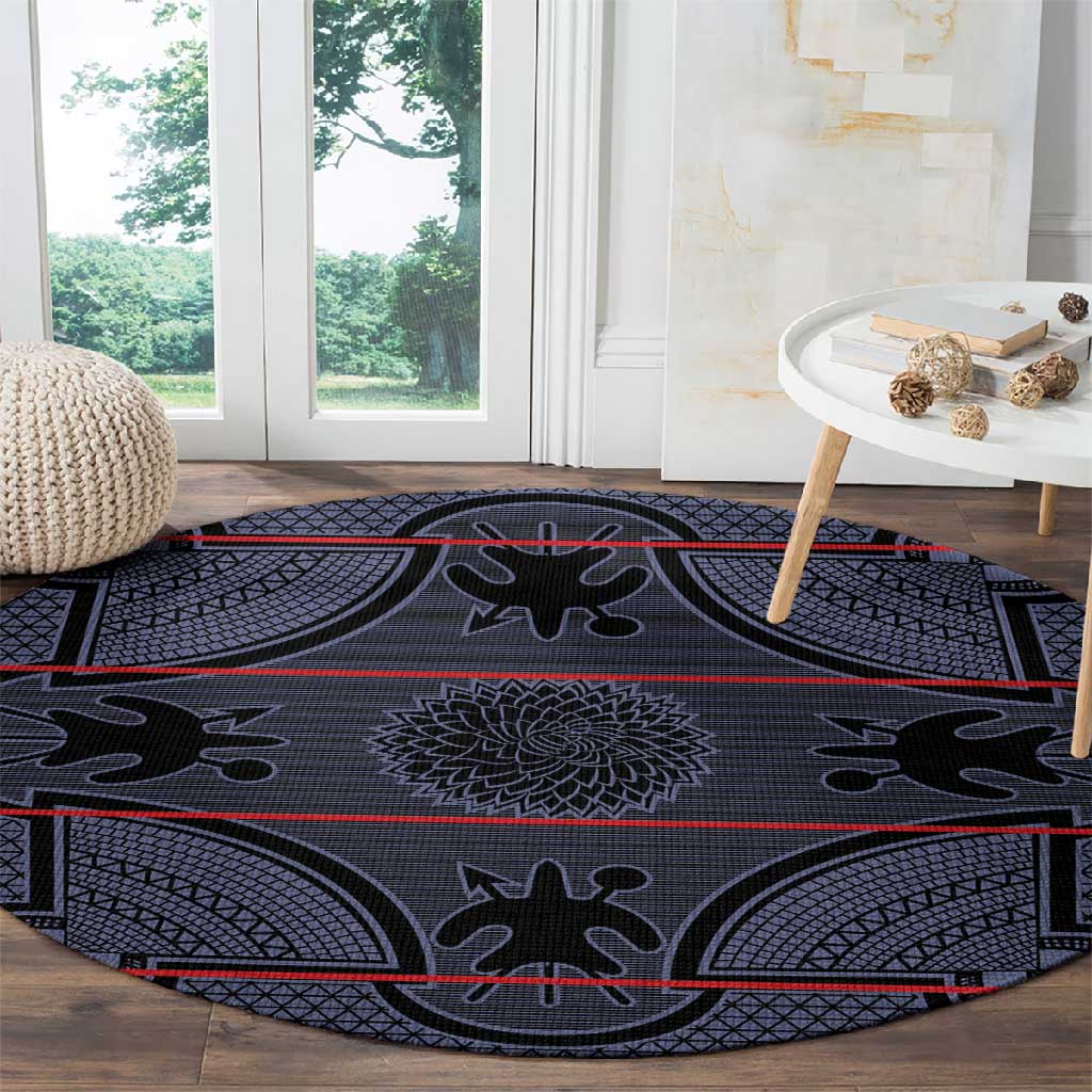 Basotho Blanket Round Carpet Lesotho Seanamarena Heritage - Serenity LT15