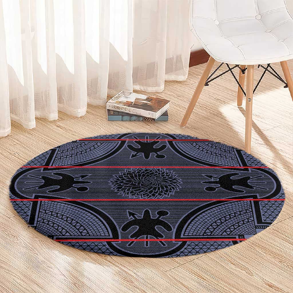 Basotho Blanket Round Carpet Lesotho Seanamarena Heritage - Serenity LT15