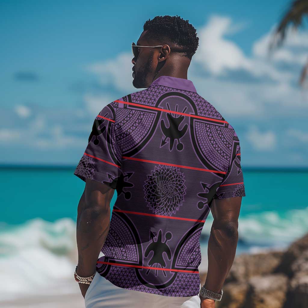 Basotho Blanket Hawaiian Shirt Lesotho Seanamarena Heritage - Violet LT15