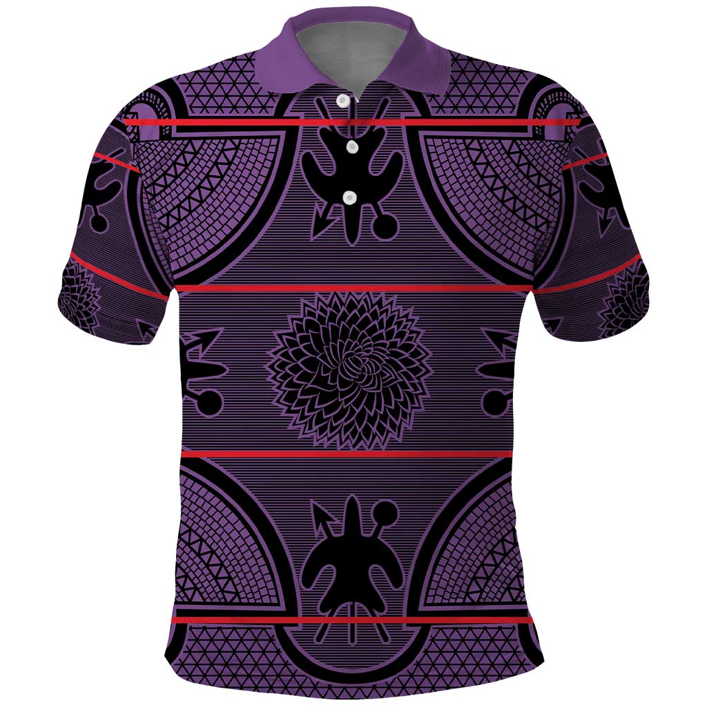 Lesotho Seanamarena Polo Shirt Basotho Traditional Blanket Style - Violet LT15