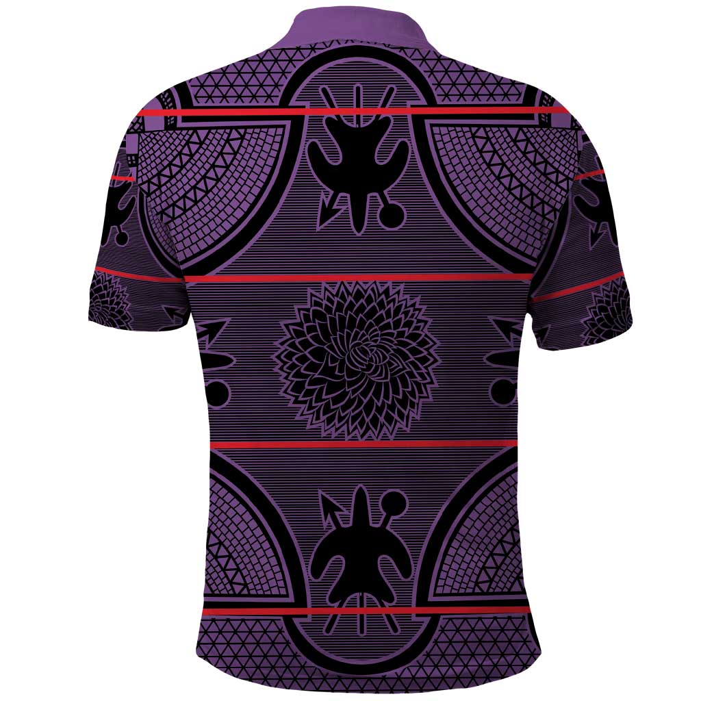 Lesotho Seanamarena Polo Shirt Basotho Traditional Blanket Style - Violet LT15