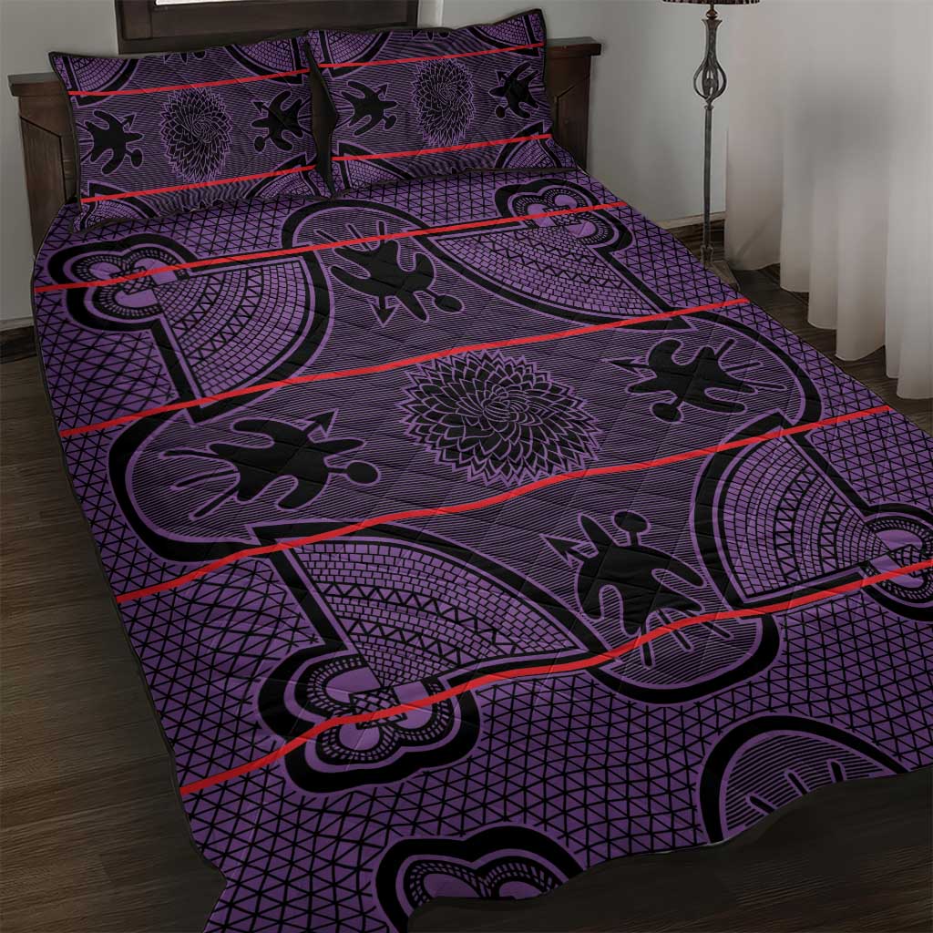 Basotho Blanket Quilt Bed Set Lesotho Seanamarena Heritage - Violet LT15
