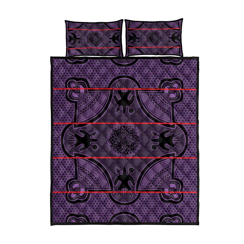Basotho Blanket Quilt Bed Set Lesotho Seanamarena Heritage - Violet LT15