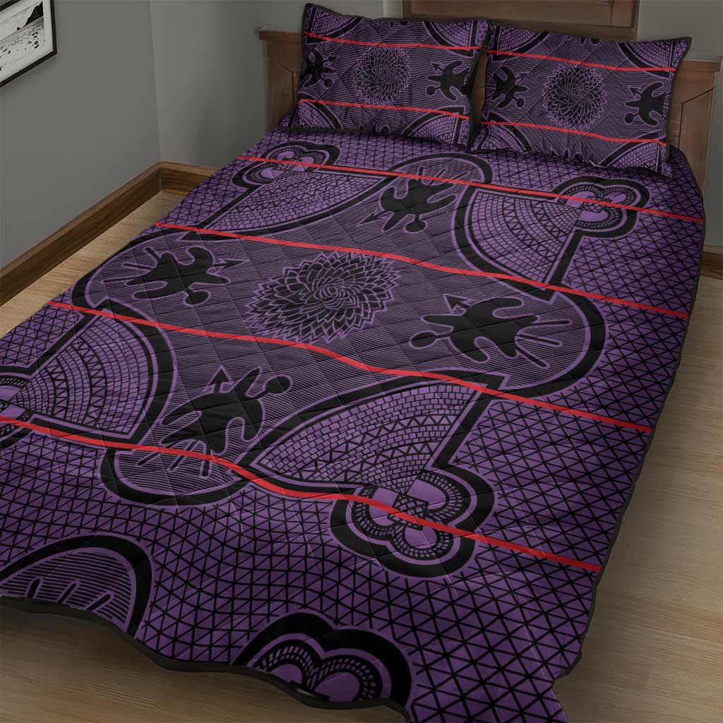 Basotho Blanket Quilt Bed Set Lesotho Seanamarena Heritage - Violet LT15