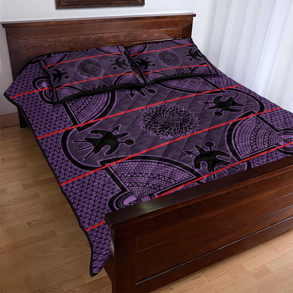 Basotho Blanket Quilt Bed Set Lesotho Seanamarena Heritage - Violet LT15