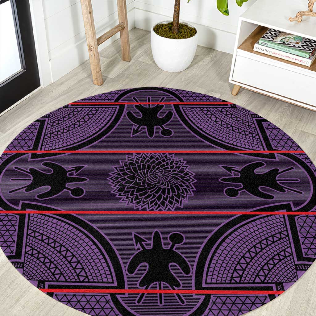 Basotho Blanket Round Carpet Lesotho Seanamarena Heritage - Violet LT15