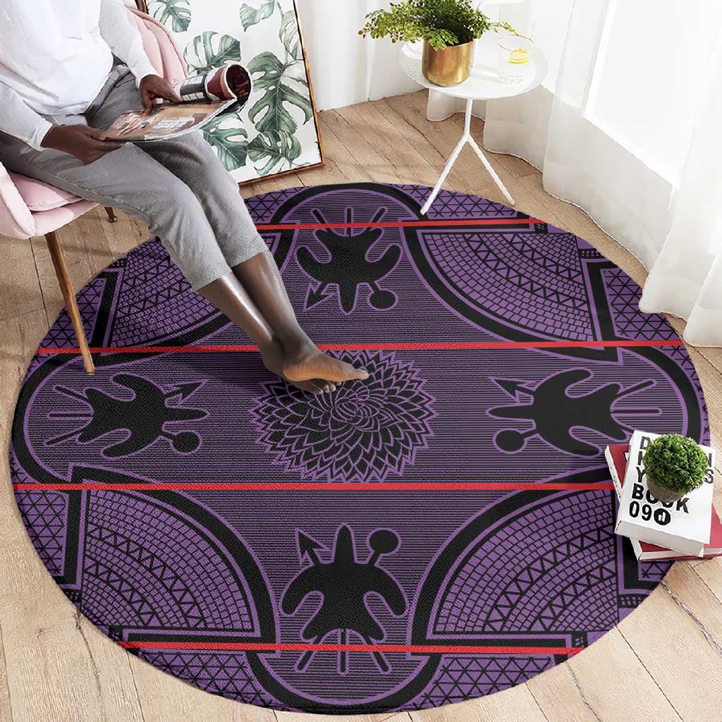 Basotho Blanket Round Carpet Lesotho Seanamarena Heritage - Violet LT15