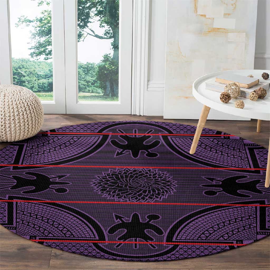 Basotho Blanket Round Carpet Lesotho Seanamarena Heritage - Violet LT15