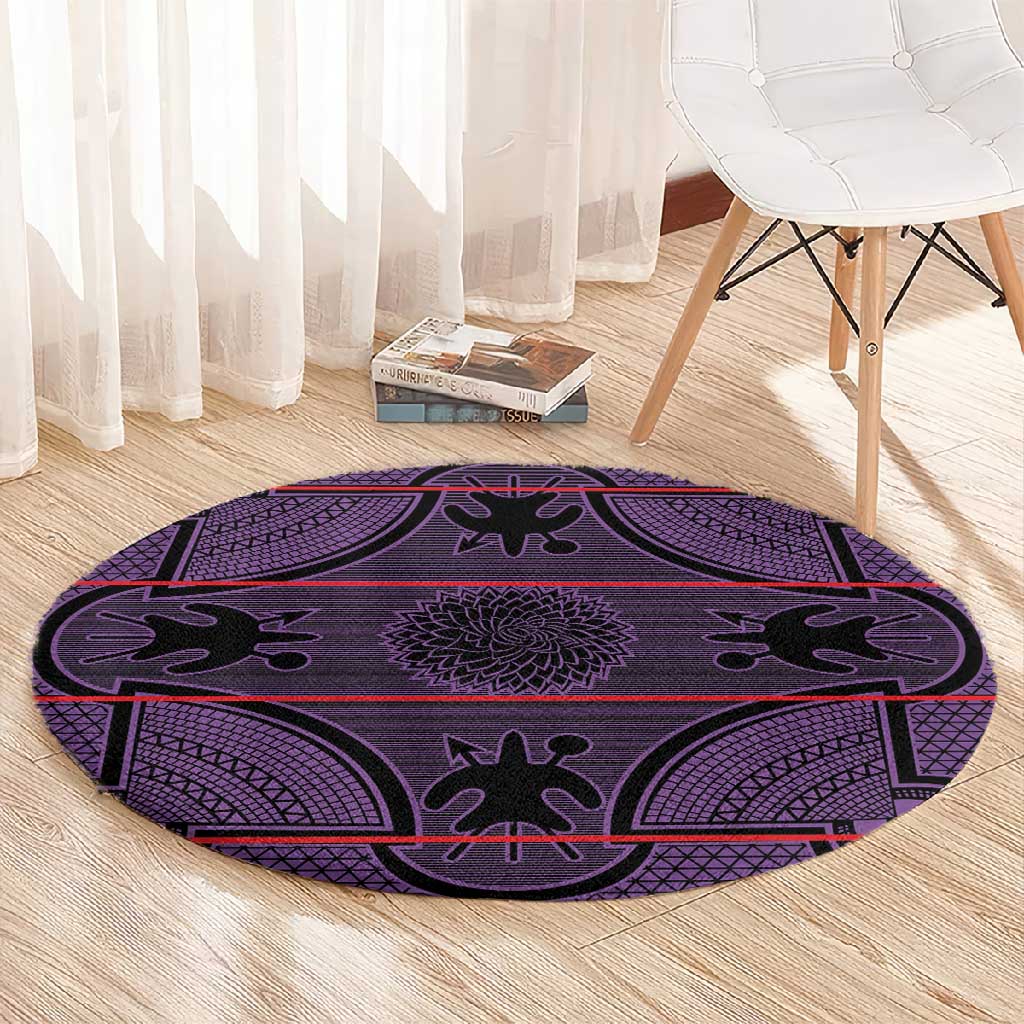 Basotho Blanket Round Carpet Lesotho Seanamarena Heritage - Violet LT15