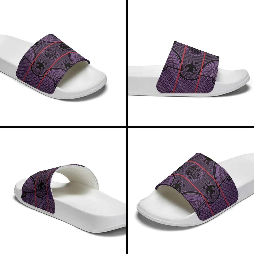 Lesotho Seanamarena Slide Sandals Basotho Traditional Blanket Style - Violet LT15