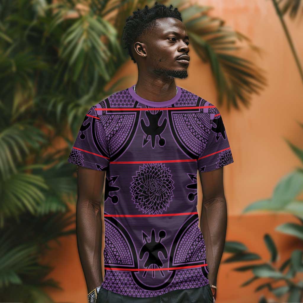 Basotho Blanket T shirt Lesotho Seanamarena Heritage - Violet LT15