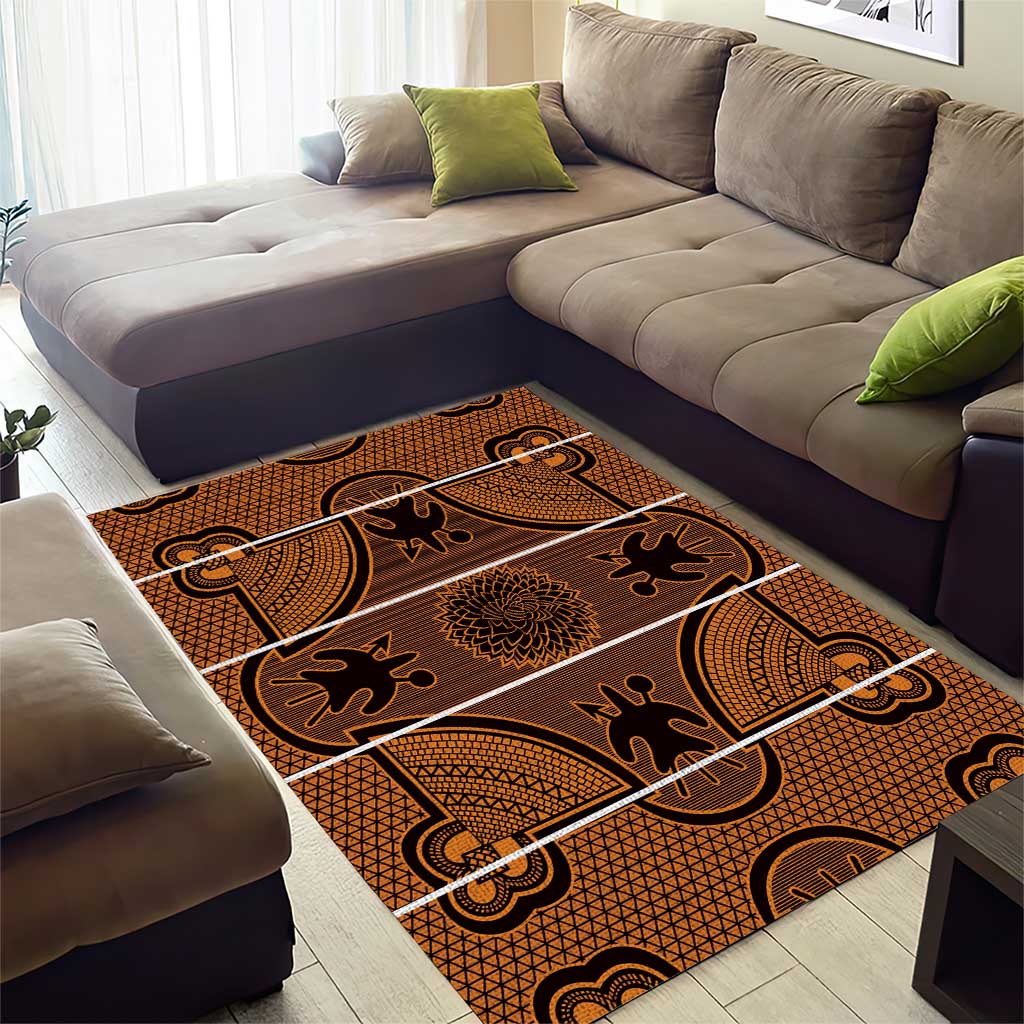 Basotho Blanket Area Rug Lesotho Seanamarena Heritage - Orange LT15