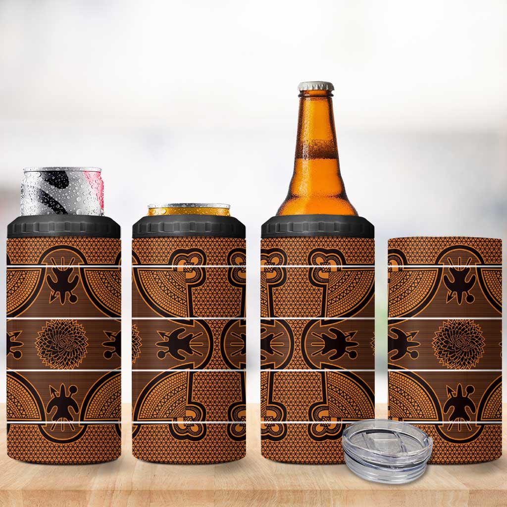 Basotho Blanket 4 in 1 Can Cooler Tumbler Lesotho Seanamarena Heritage - Orange LT15