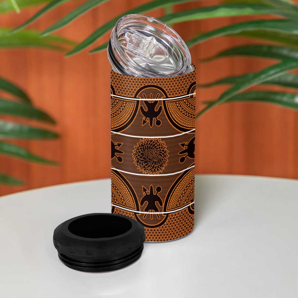 Basotho Blanket 4 in 1 Can Cooler Tumbler Lesotho Seanamarena Heritage - Orange LT15