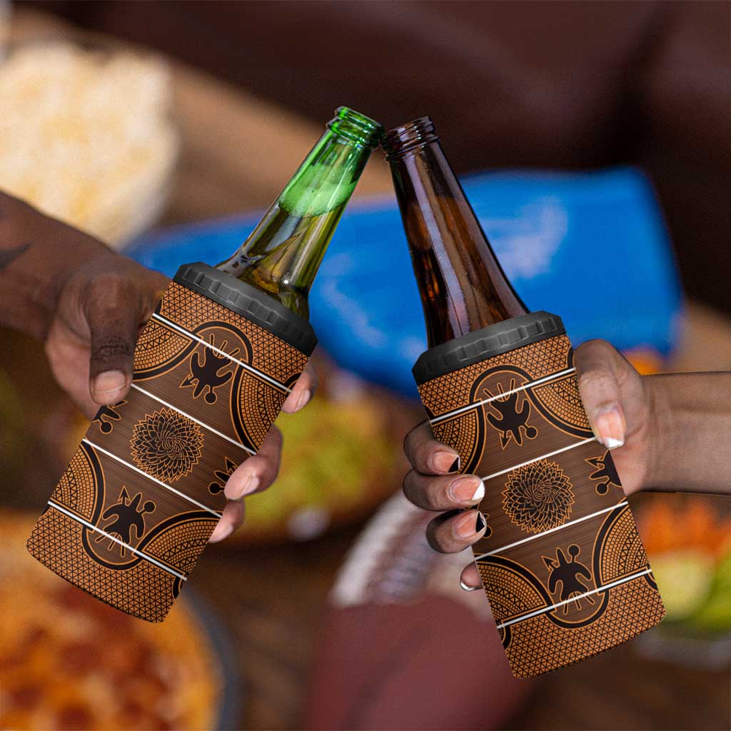 Basotho Blanket 4 in 1 Can Cooler Tumbler Lesotho Seanamarena Heritage - Orange LT15