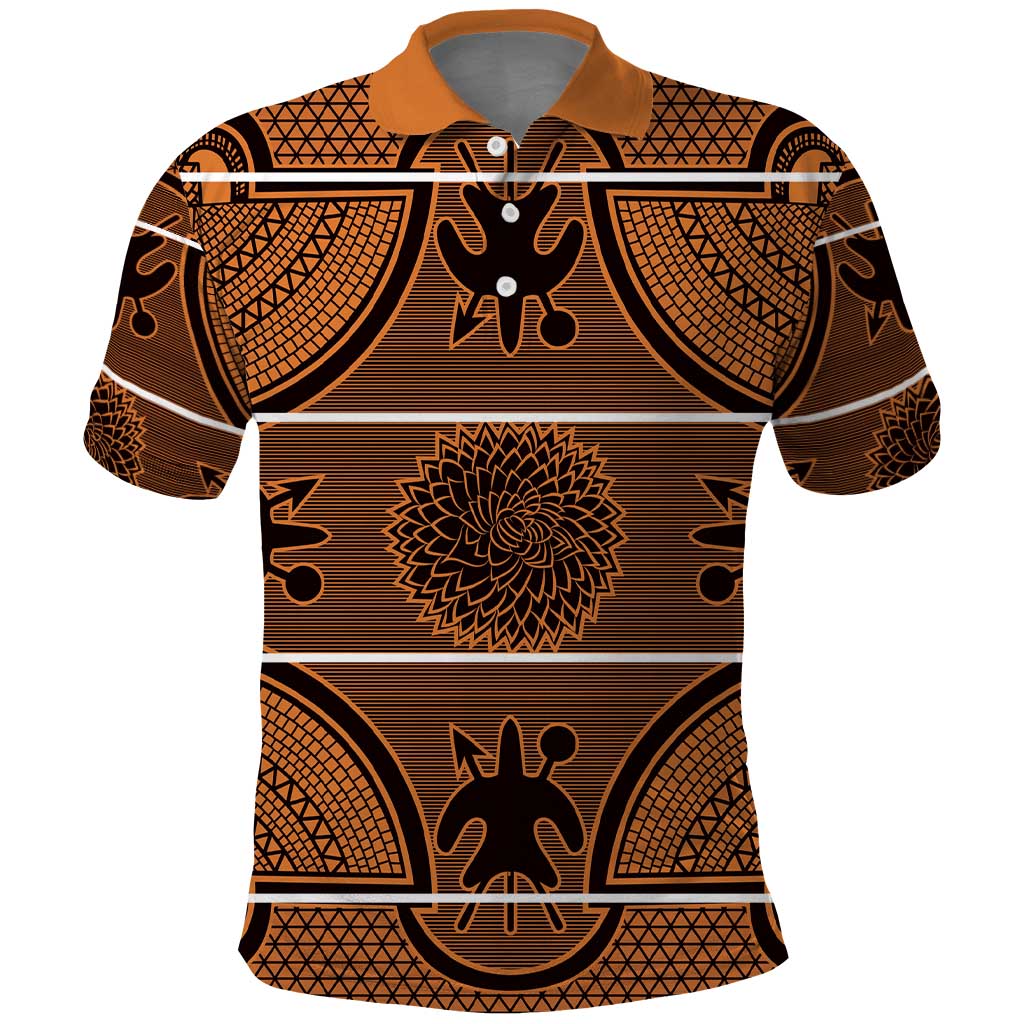 Lesotho Seanamarena Polo Shirt Basotho Traditional Blanket Style - Orange LT15