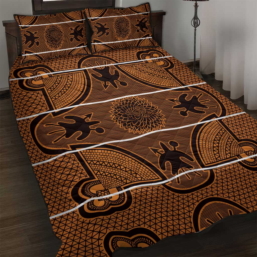 Basotho Blanket Quilt Bed Set Lesotho Seanamarena Heritage - Orange LT15