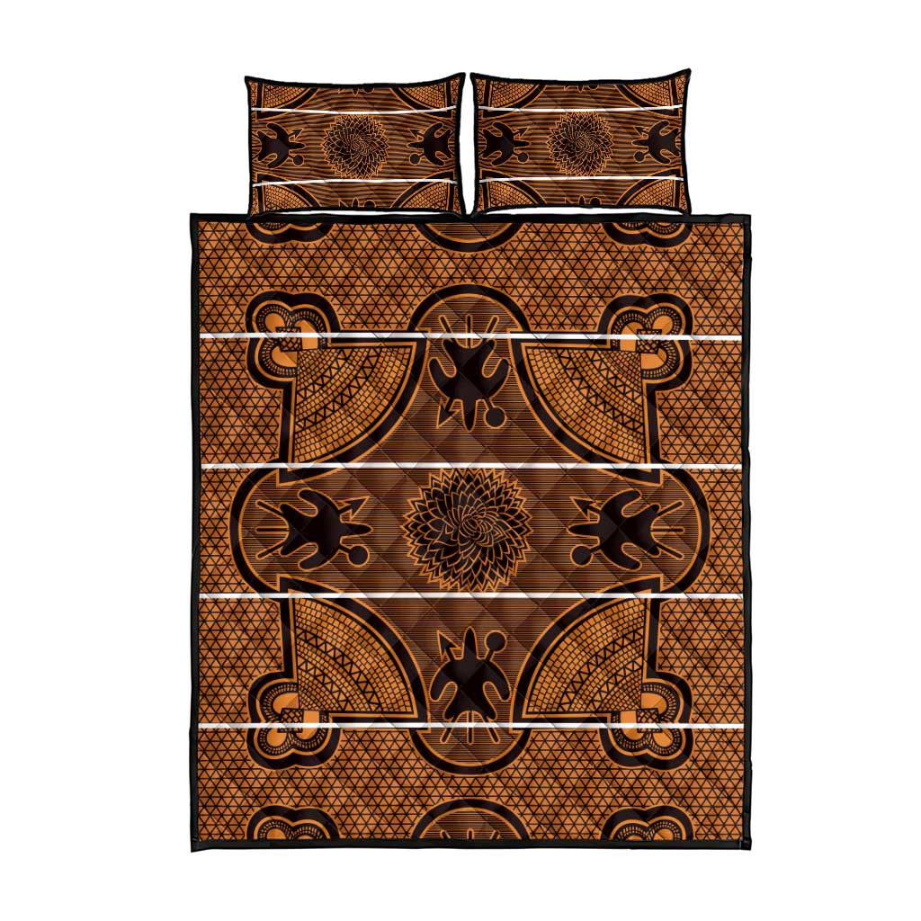 Basotho Blanket Quilt Bed Set Lesotho Seanamarena Heritage - Orange LT15