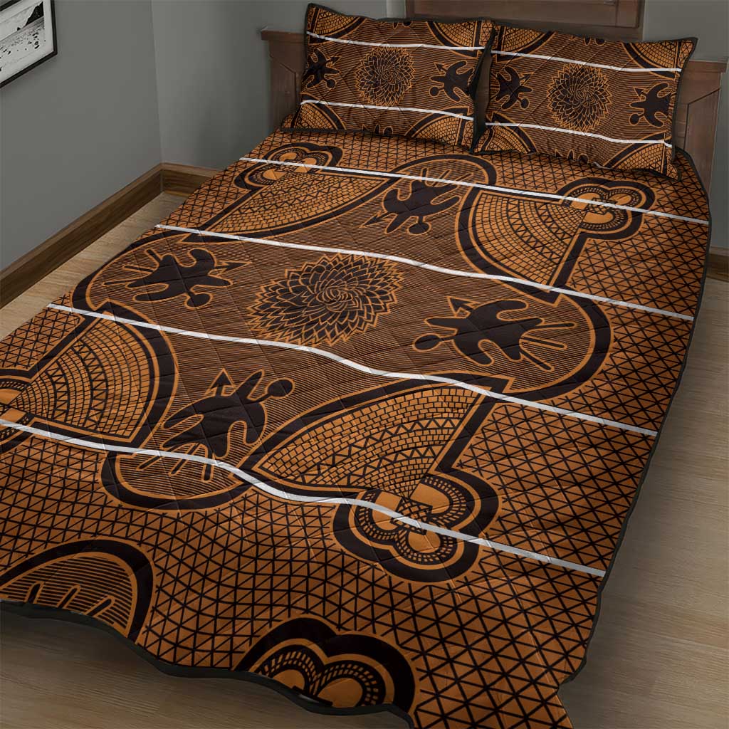 Basotho Blanket Quilt Bed Set Lesotho Seanamarena Heritage - Orange LT15