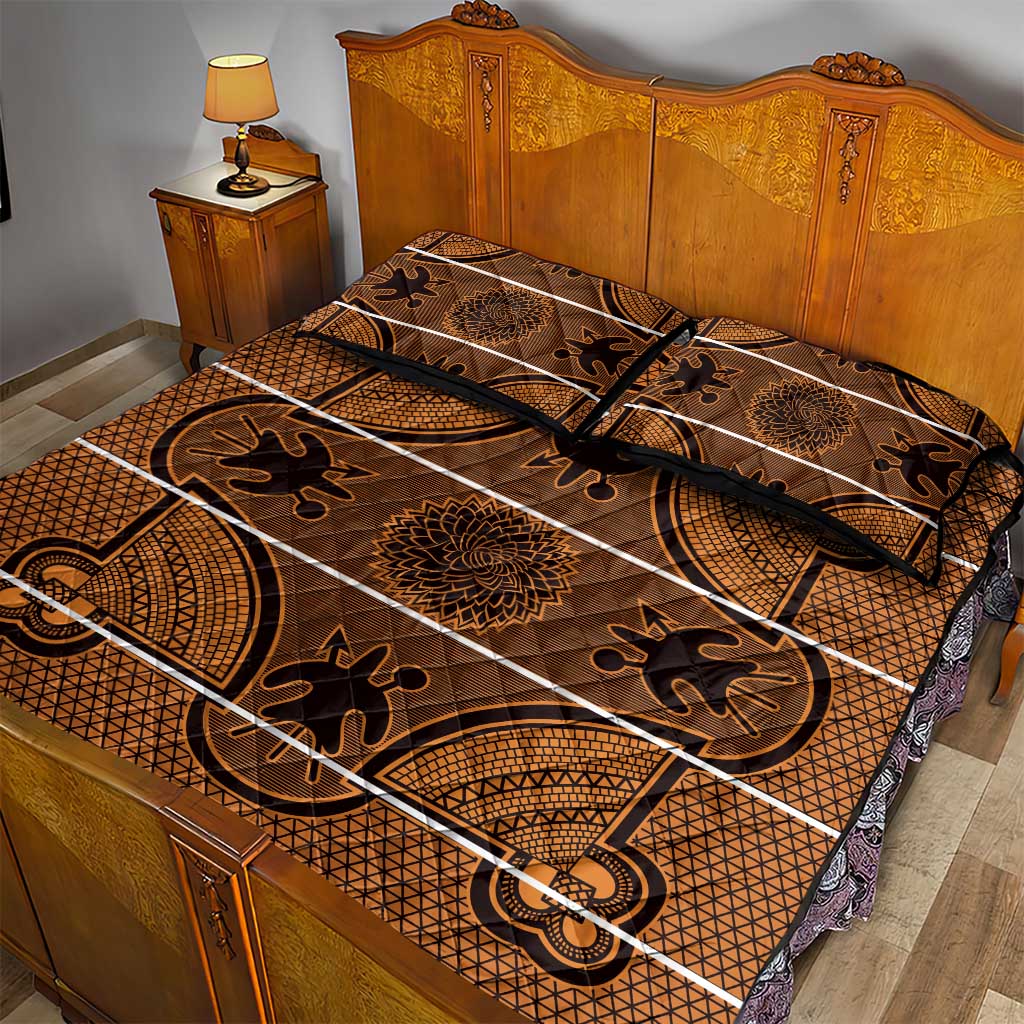 Basotho Blanket Quilt Bed Set Lesotho Seanamarena Heritage - Orange LT15