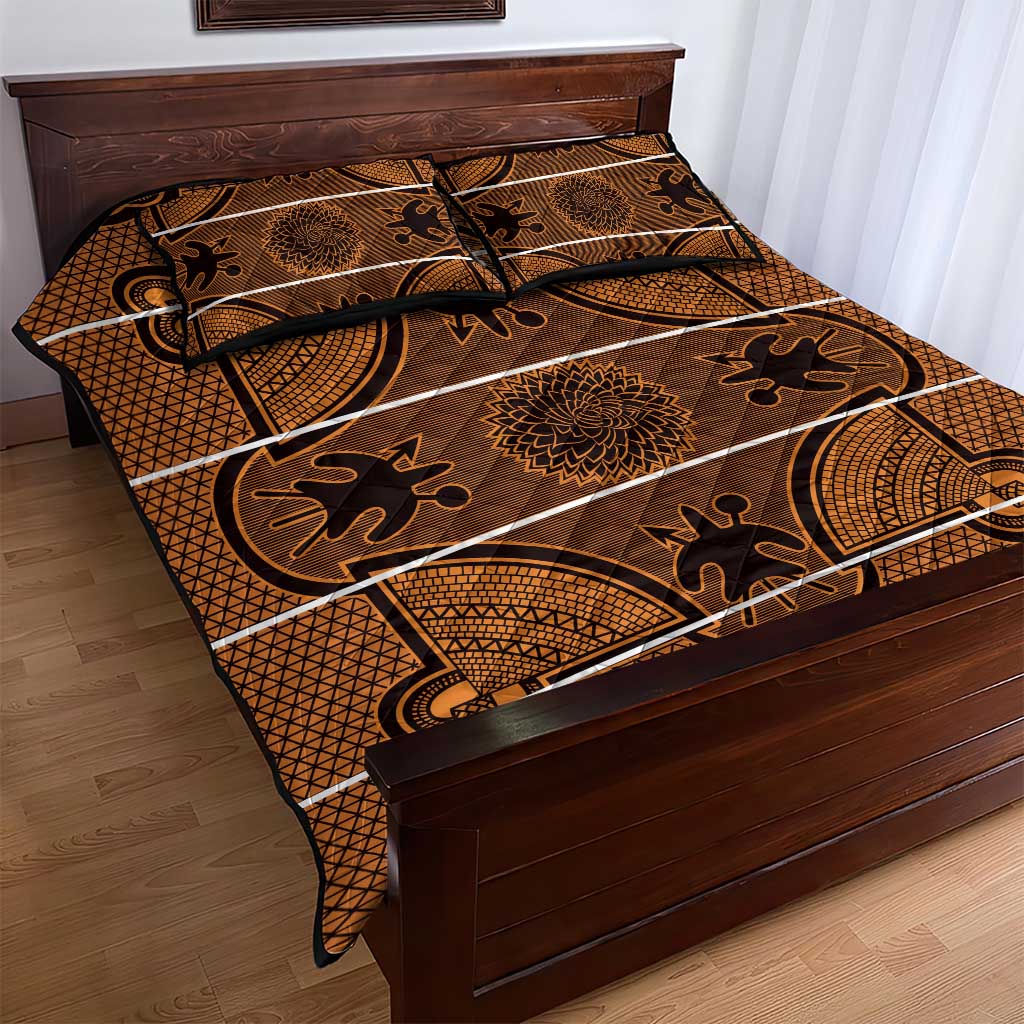 Basotho Blanket Quilt Bed Set Lesotho Seanamarena Heritage - Orange LT15