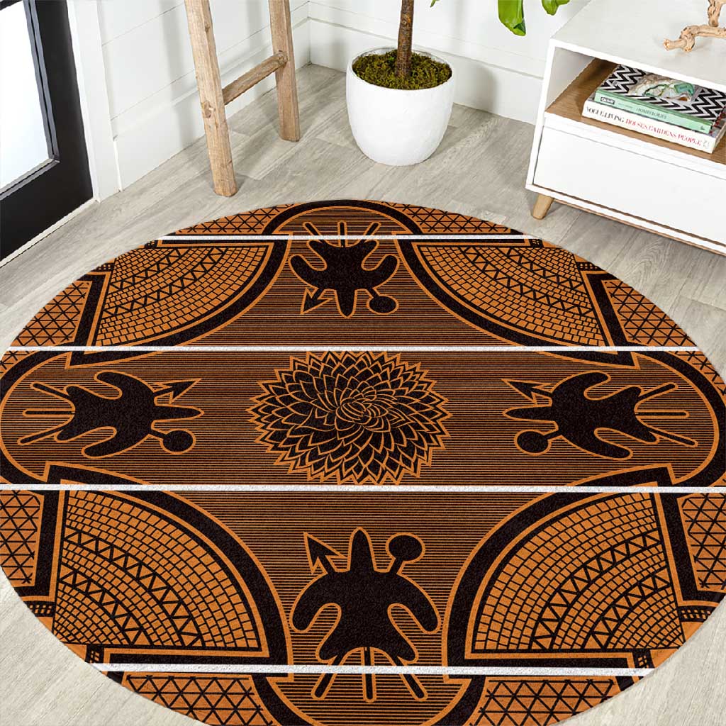 Basotho Blanket Round Carpet Lesotho Seanamarena Heritage - Orange LT15