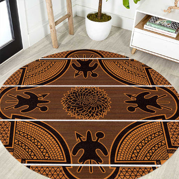 Basotho Blanket Round Carpet Lesotho Seanamarena Heritage - Orange LT15