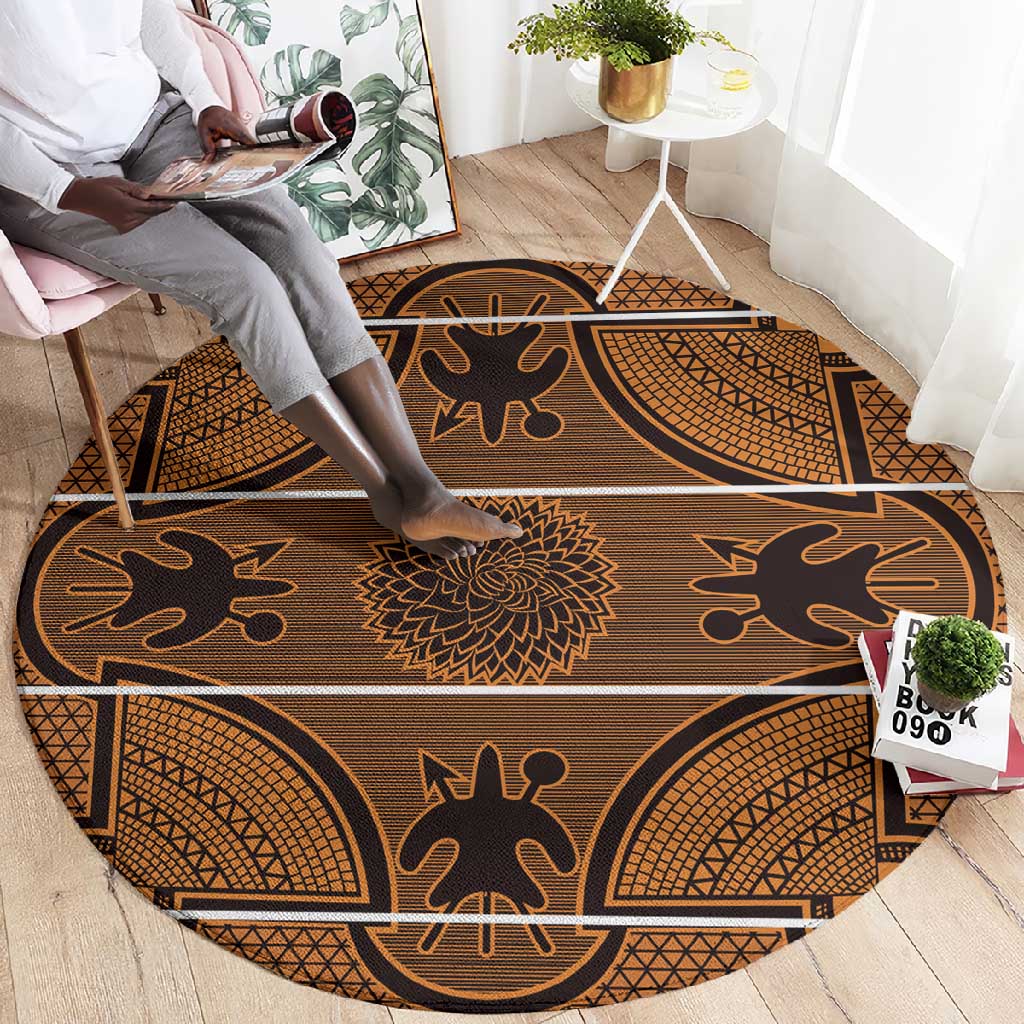 Basotho Blanket Round Carpet Lesotho Seanamarena Heritage - Orange LT15
