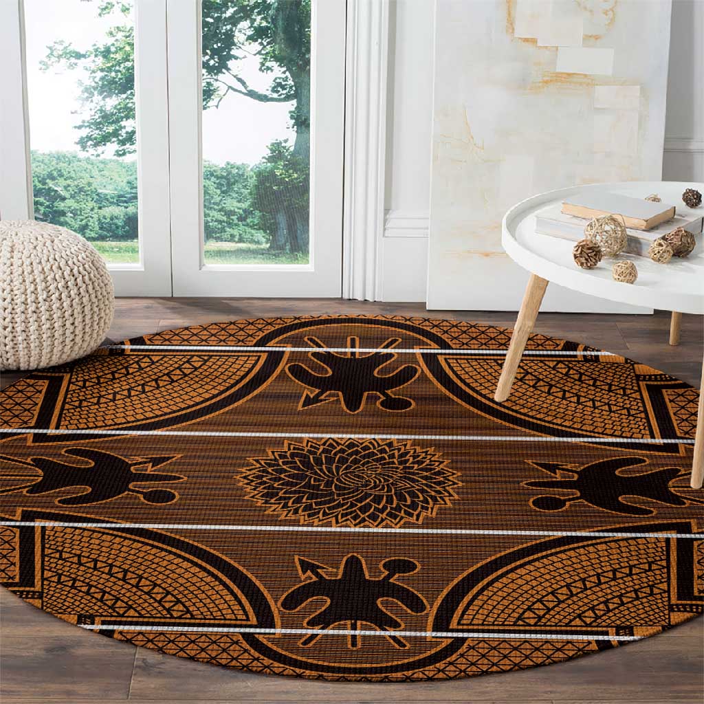 Basotho Blanket Round Carpet Lesotho Seanamarena Heritage - Orange LT15