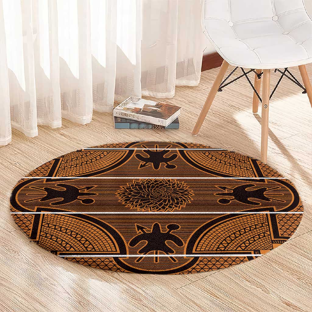 Basotho Blanket Round Carpet Lesotho Seanamarena Heritage - Orange LT15