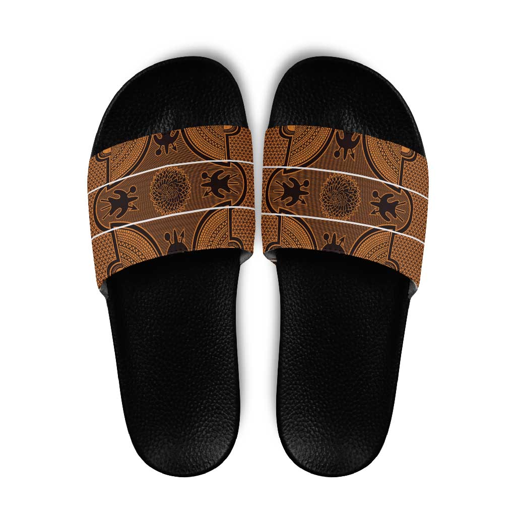 Lesotho Seanamarena Slide Sandals Basotho Traditional Blanket Style - Orange LT15