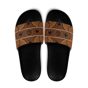 Lesotho Seanamarena Slide Sandals Basotho Traditional Blanket Style - Orange LT15