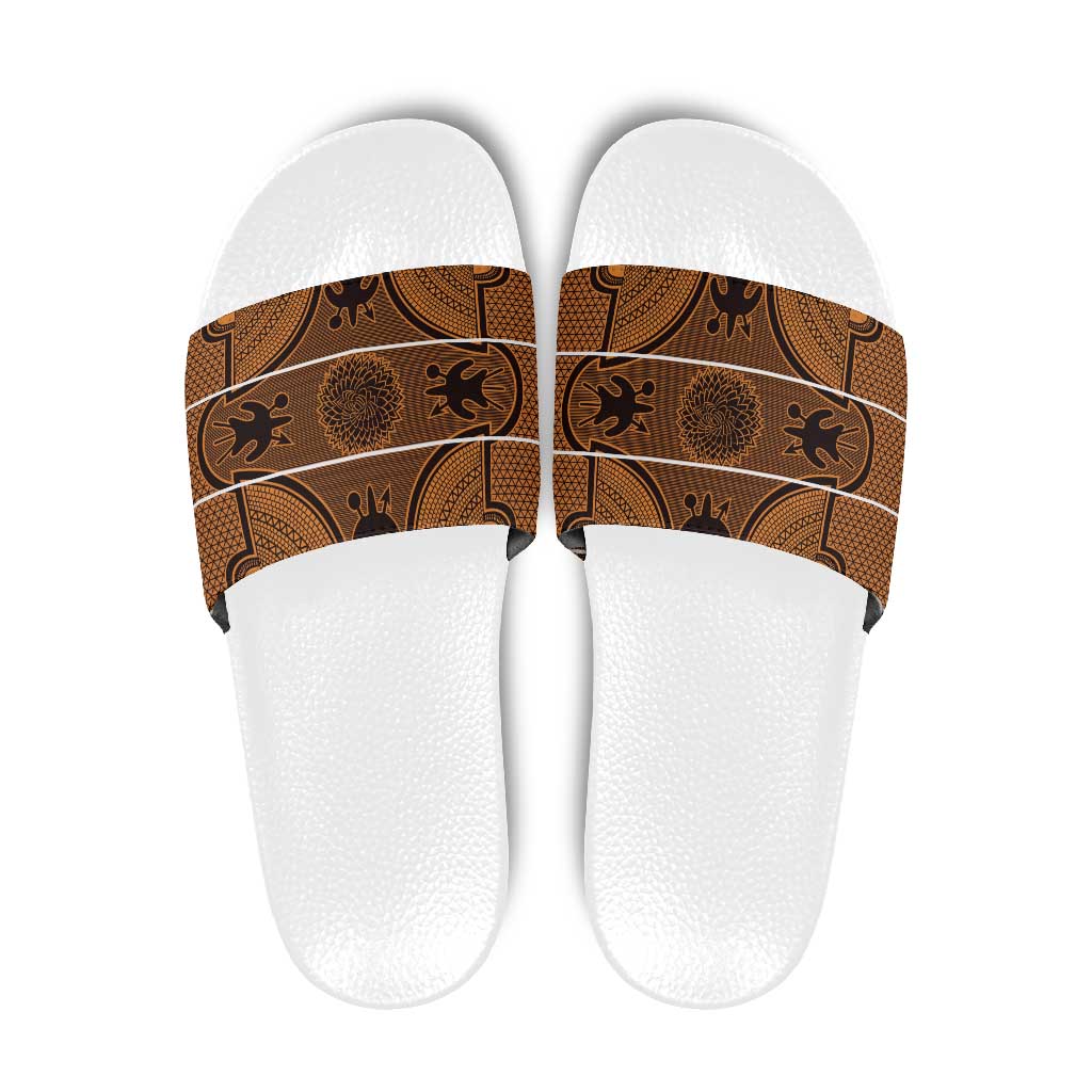 Lesotho Seanamarena Slide Sandals Basotho Traditional Blanket Style - Orange LT15