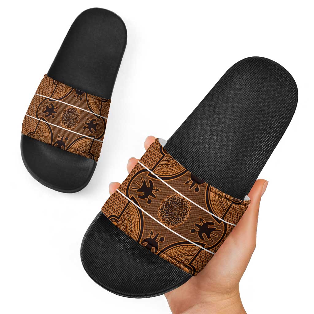 Lesotho Seanamarena Slide Sandals Basotho Traditional Blanket Style - Orange LT15