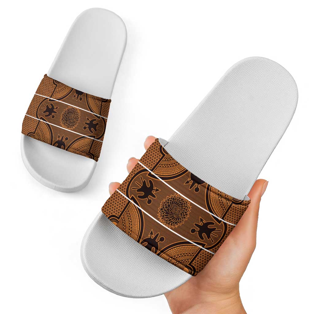 Lesotho Seanamarena Slide Sandals Basotho Traditional Blanket Style - Orange LT15