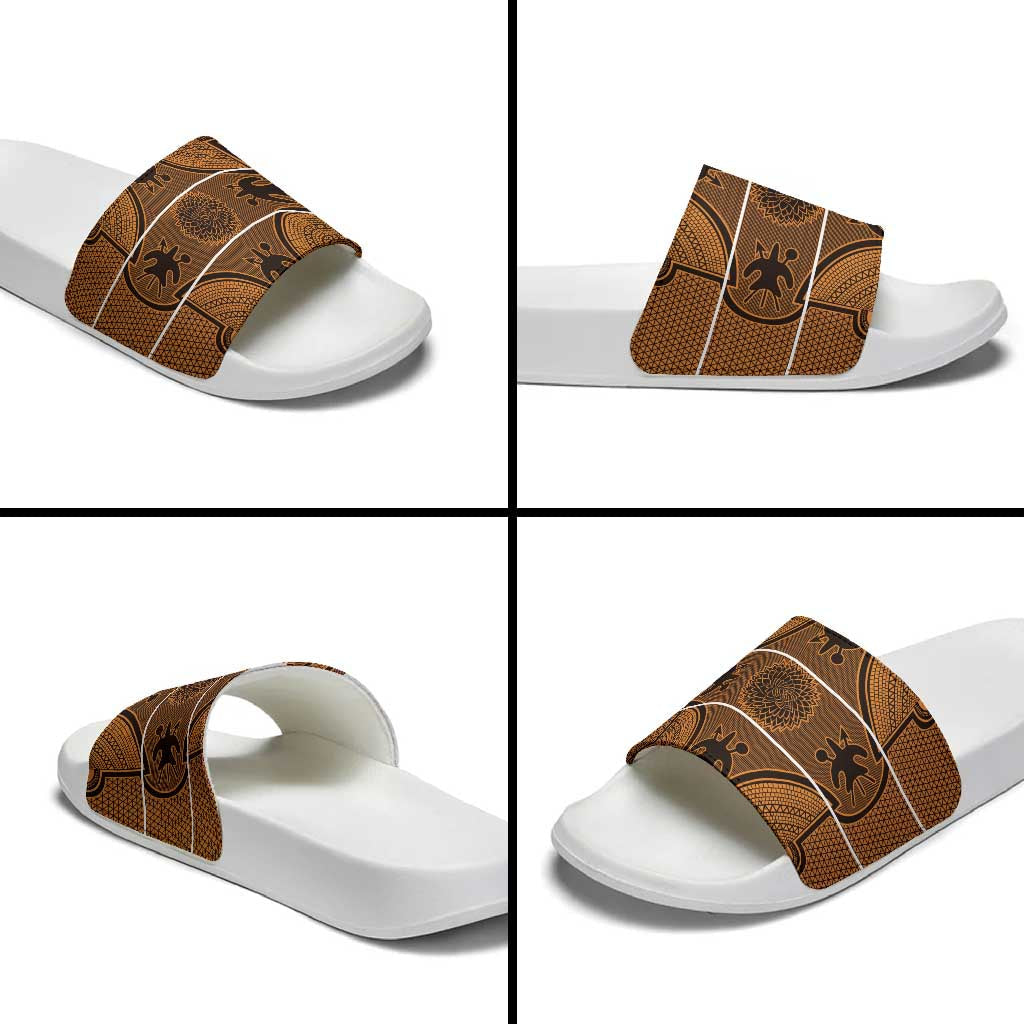 Lesotho Seanamarena Slide Sandals Basotho Traditional Blanket Style - Orange LT15