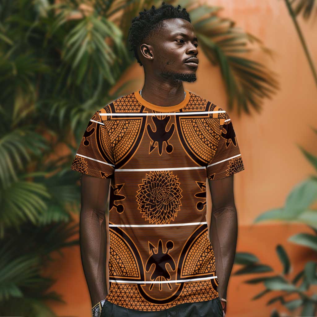 Basotho Blanket T shirt Lesotho Seanamarena Heritage - Orange LT15