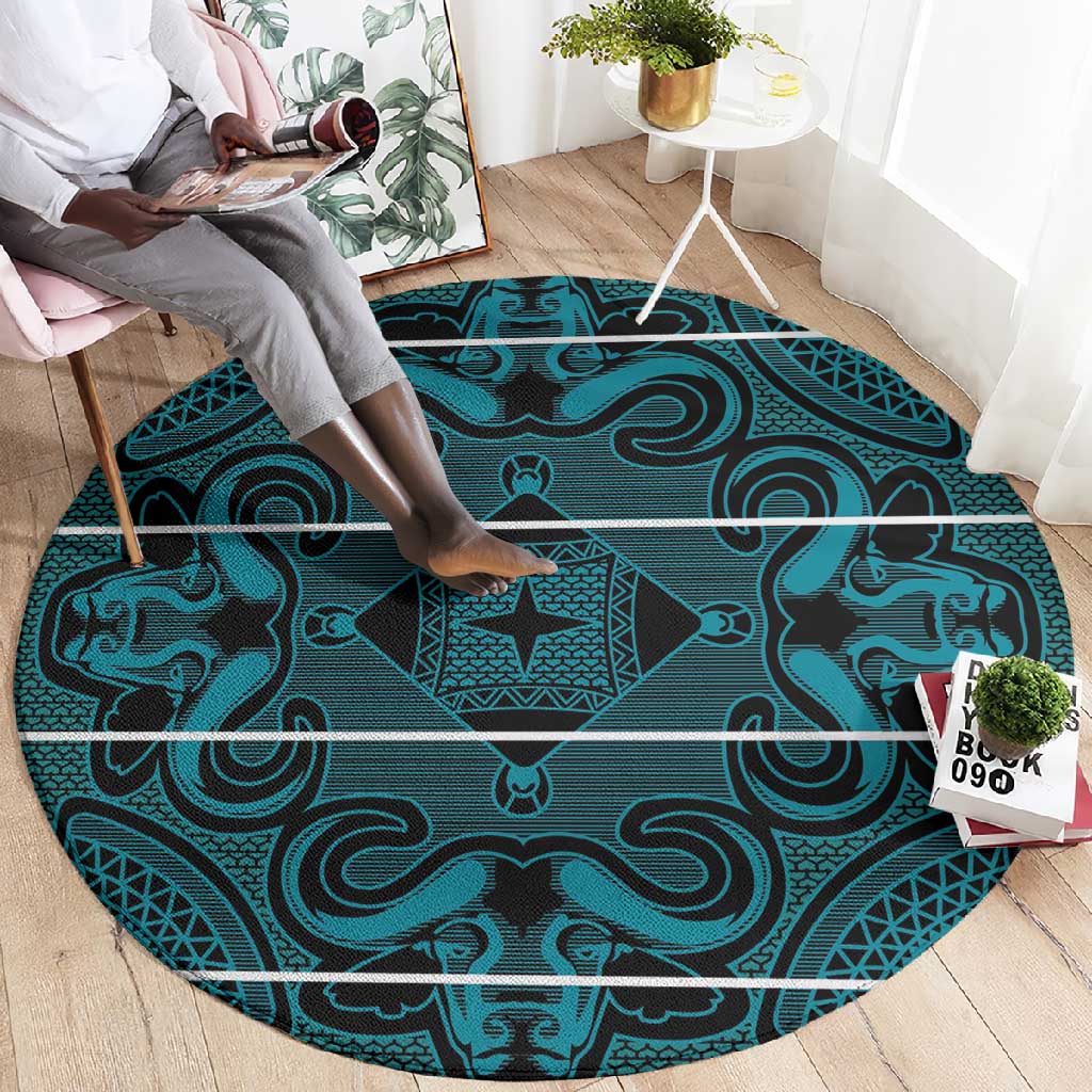 Basotho Blanket Round Carpet Lesotho Motlatsi Seanamarena Heritage - Lesotho Breeze LT15