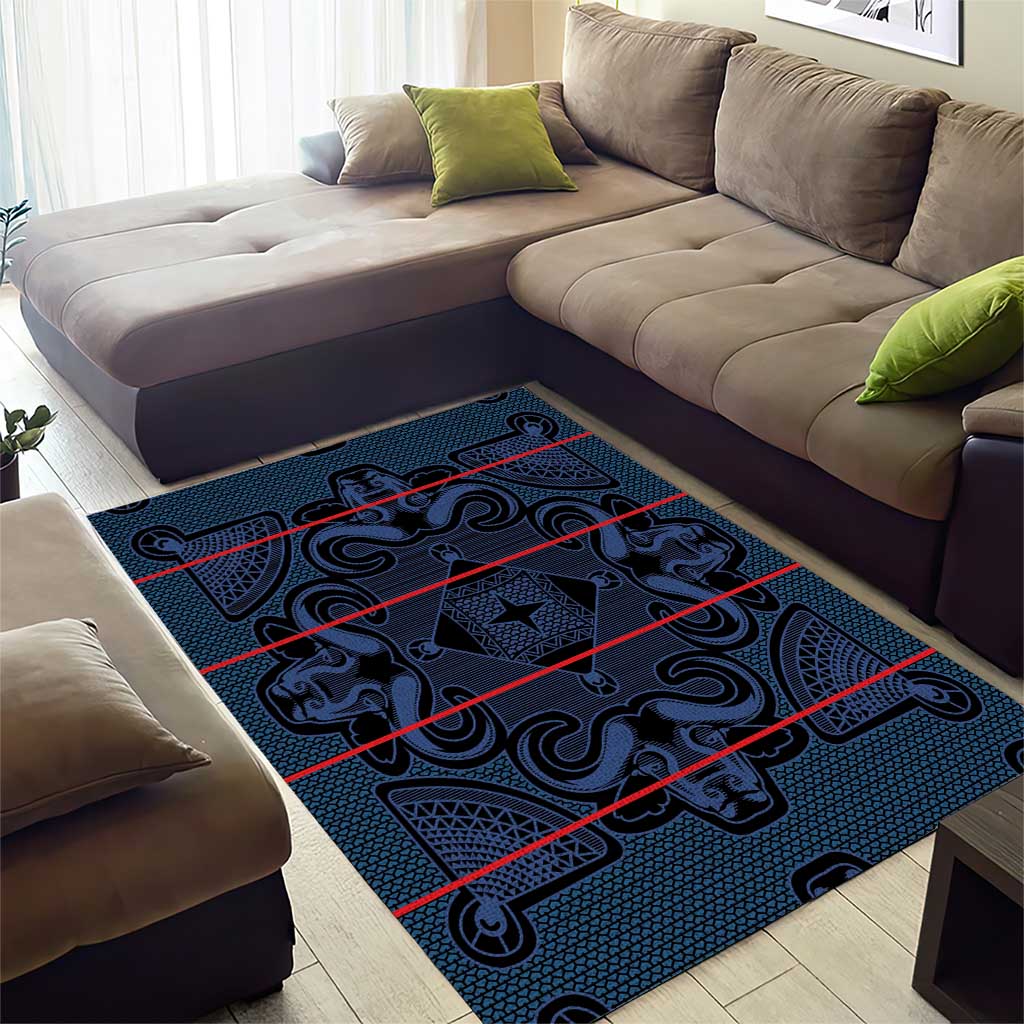 Basotho Blanket Area Rug Lesotho Motlatsi Seanamarena Heritage - Blue LT15