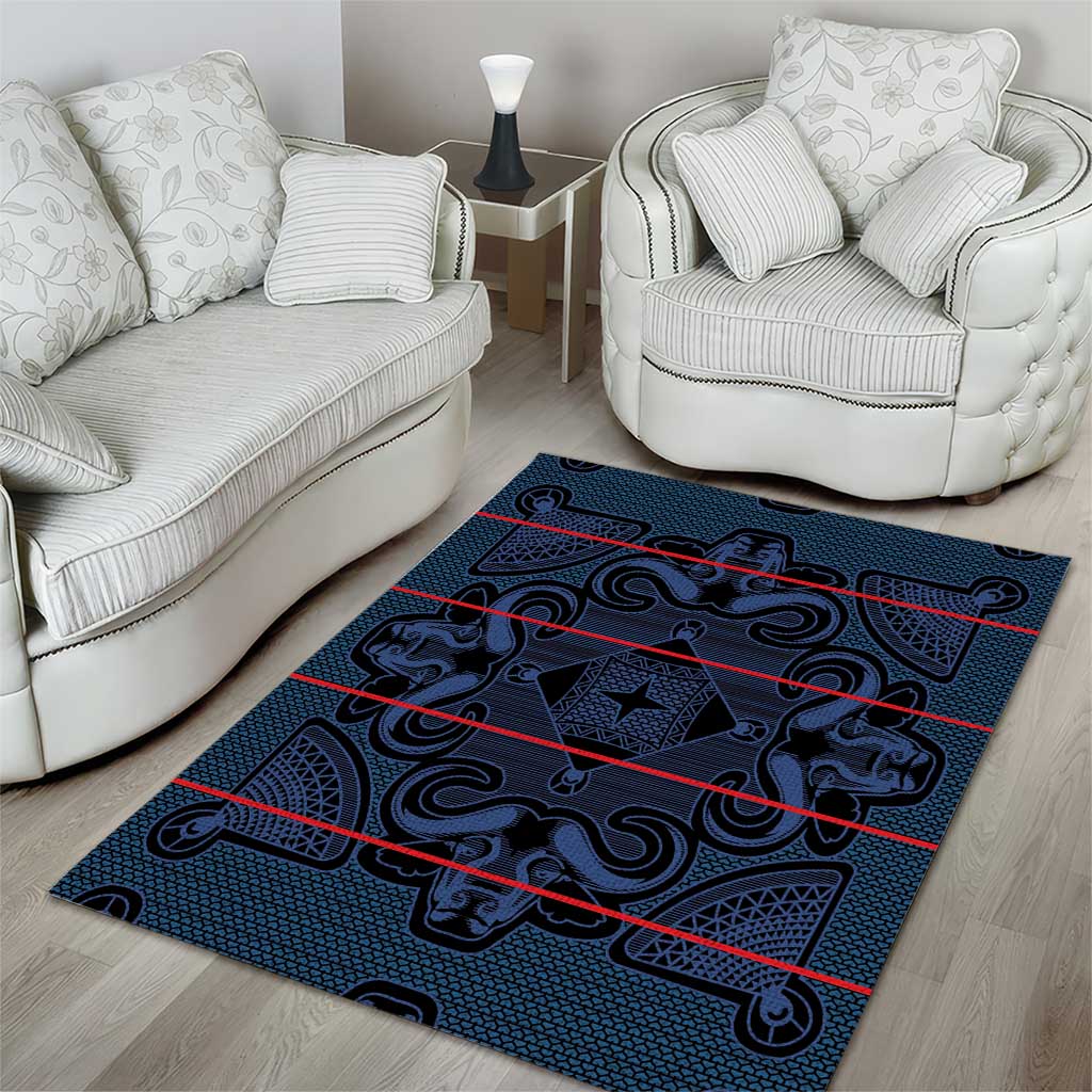 Basotho Blanket Area Rug Lesotho Motlatsi Seanamarena Heritage - Blue LT15